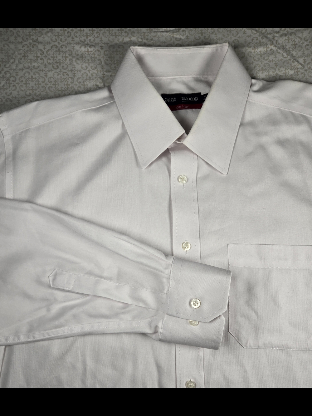 Marks & Spencer Tailoring Non-Iron White Cotton Blend Dress Shirt 16.5 Men's